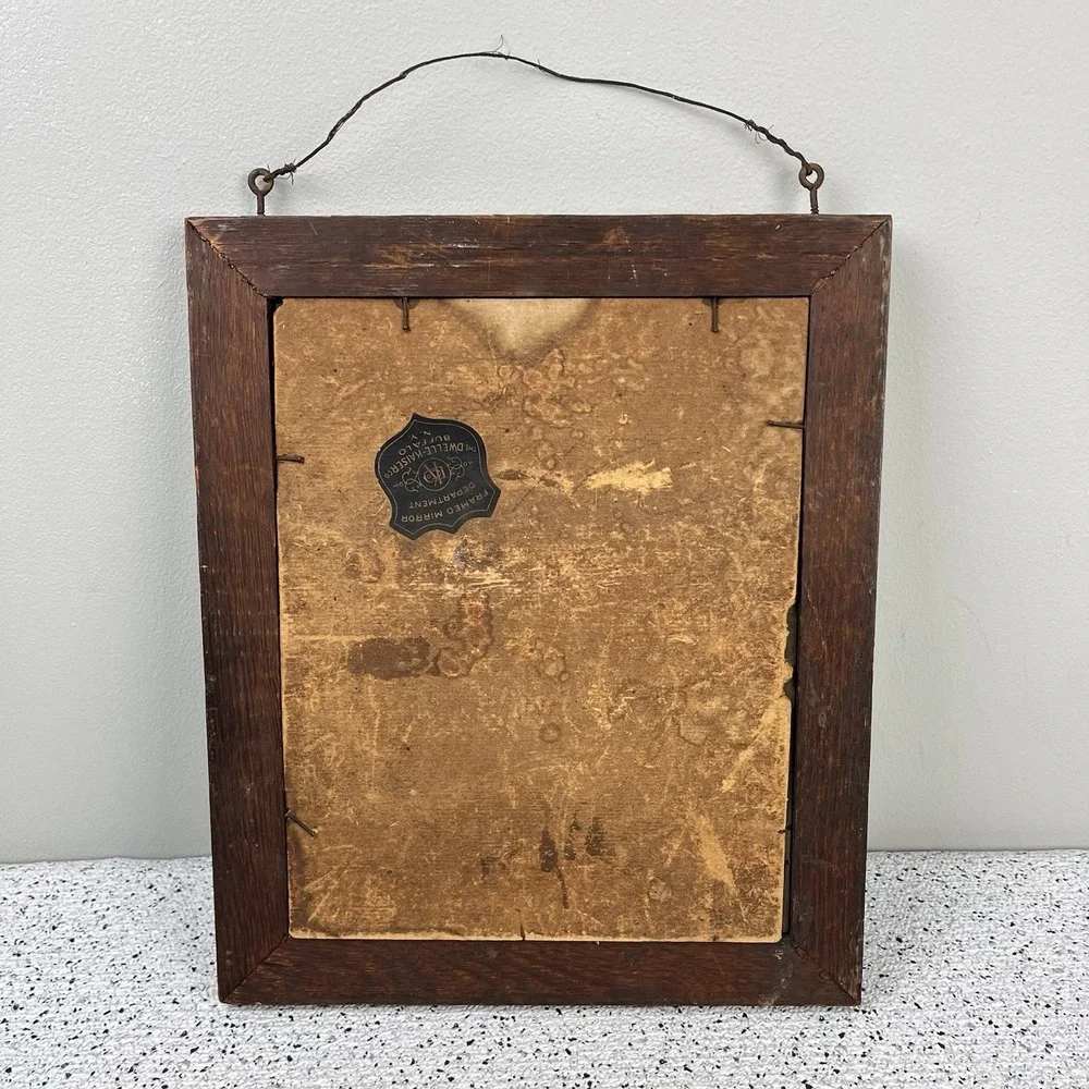 Dwelle-Kaiser Co Antique Mirror Wood Frame Distressed Gallery Wall Hanging